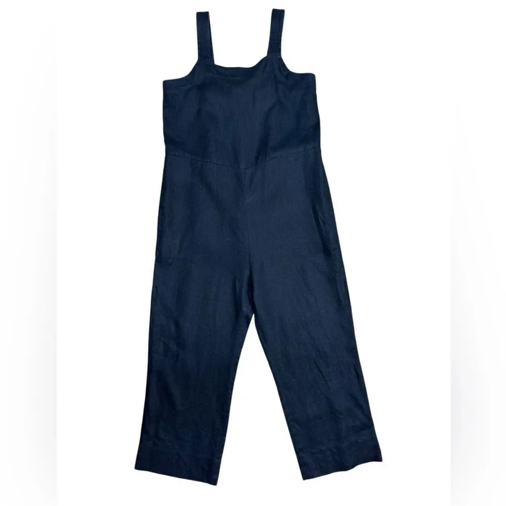 Everlane Linen Jumpsuit in Washed Black Size 4